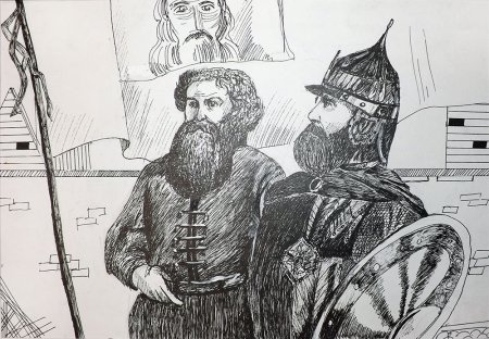 Кузьма Минин и Дмитрий Пожарский рисунок карандашом