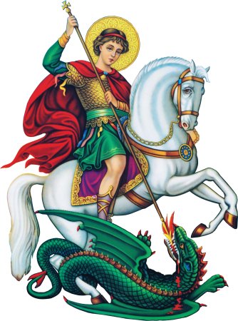 Икона Георгия Победоносца черно белая