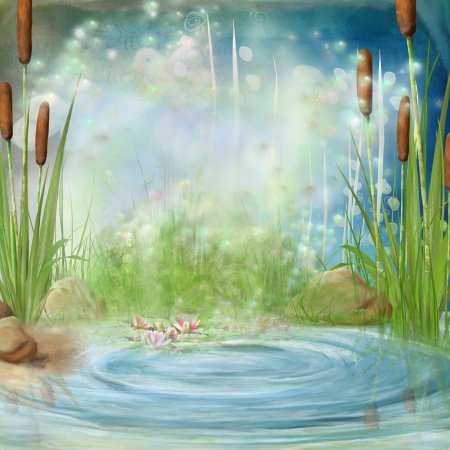 Сказочное болото с камышами