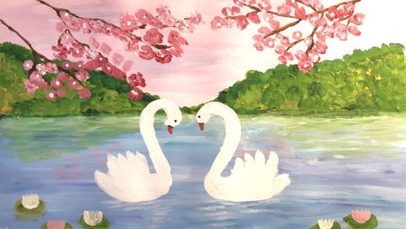 Правополушарное рисование лебеди для детей