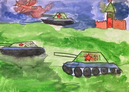 Танковое сражение рисунок детский