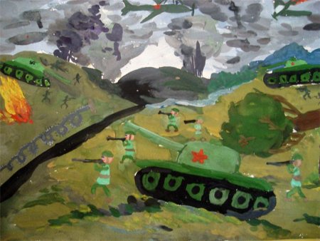 Рисунок на тему война красками