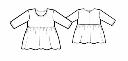 Эскиз детского платья с рукавом