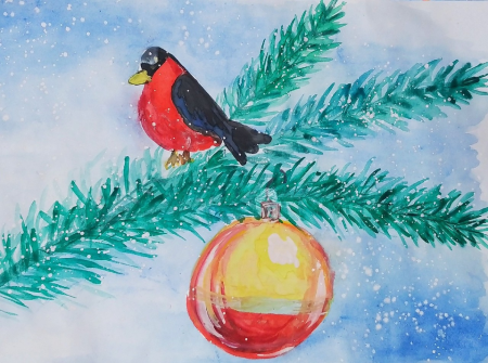 Снегирь рисунок для детей