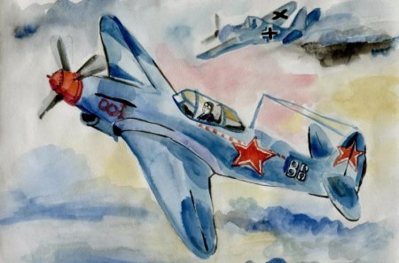 Военные самолёты гуашью