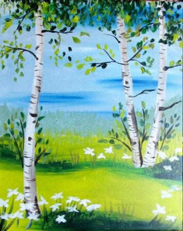 Летний пейзаж гуашью