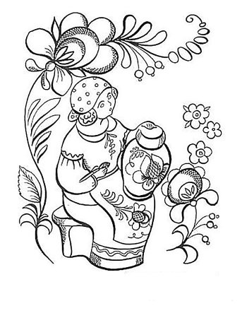 Гжель раскраска