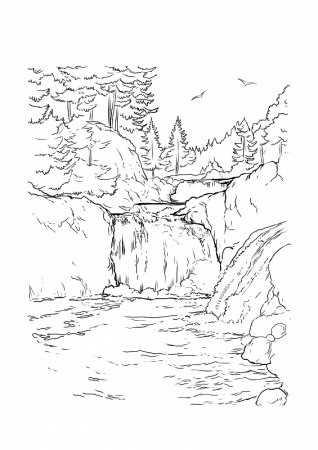 Раскраска Горная река
