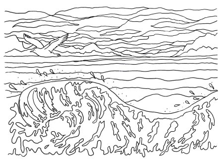 Раскраска море волны