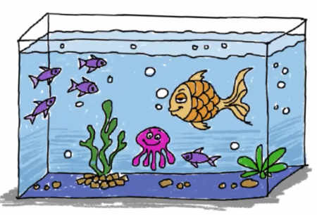 Аквариум с рыбками рисунок