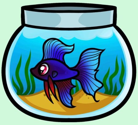 Рисование рыбки в аквариуме