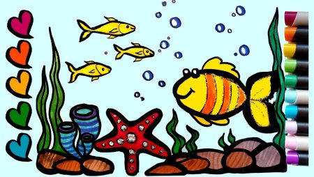 Рисование рыбки в аквариуме