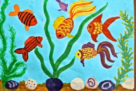 Рисование в1 мл гр рыбки в аквариуме