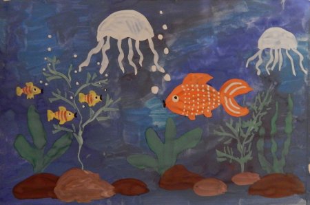 Рисование рыбки в аквариуме