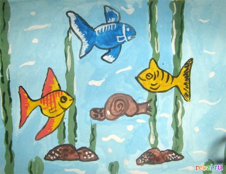 Рисование для детей рыбки в аквариуме