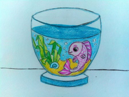 Нарисовать аквариум с рыбками