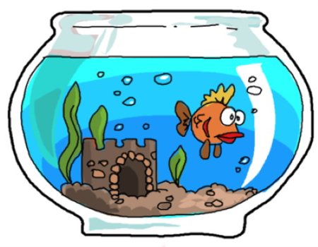 Рисование рыбки в аквариуме