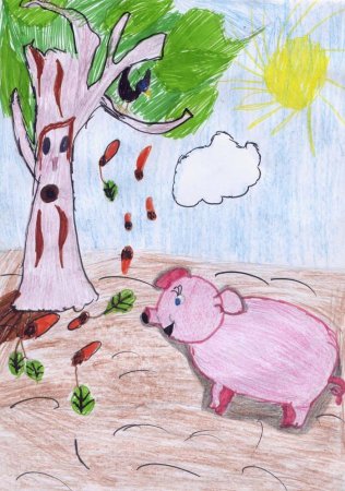 Детский рисунок свинья под дубом (54 фото)