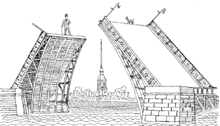 Дворцовый разводной мост в Санкт-Петербурге рисунок