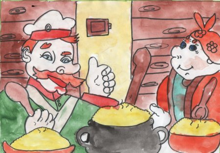 Рисунок на тему каша из топора