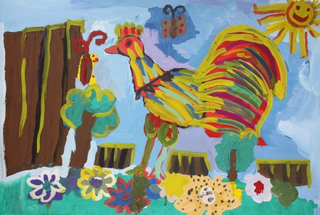 Рисование золотой петушок