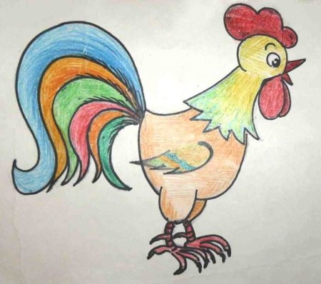 Рисование кур и петуха для детей