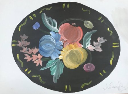 Жостовский поднос рисунок 5 класс красками