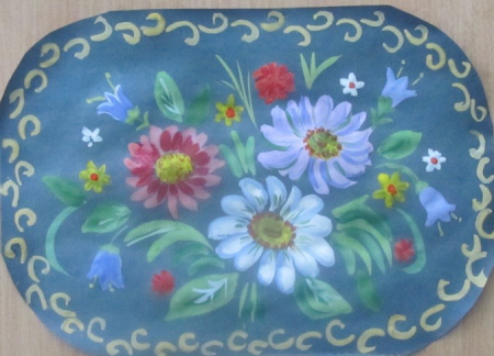 Роспись жостовского подноса в подготовительной группе