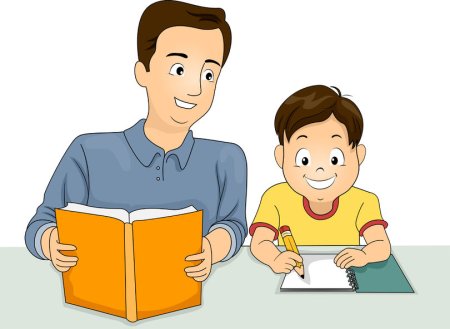 Мультяшный папа с книгой