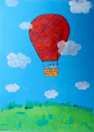 Рисование воздушный шар с корзиной