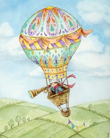 Сказочный воздушный шар с корзиной