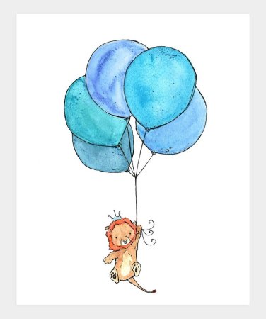 Акварельные звери с воздушными шарами