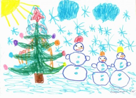 Новогодний рисунок в детский сад