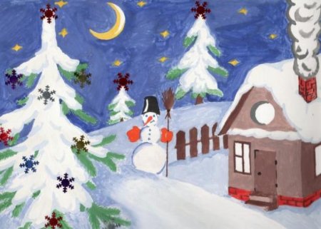 Детские рисунки на тему новый год