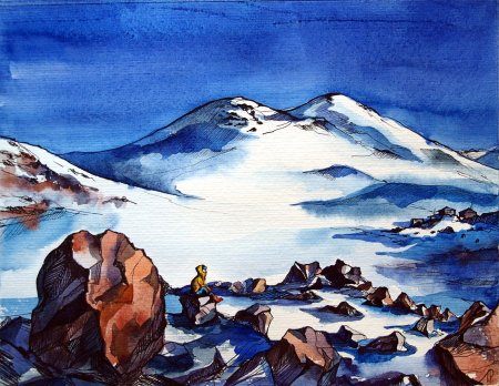 Гора Эльбрус рисунок