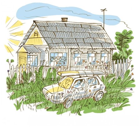 Домик в деревне рисунок