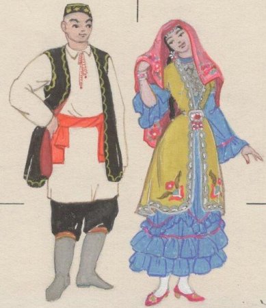 Народный костюм Татаров рисунок