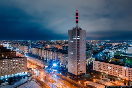 Ночной Архангельск высотка