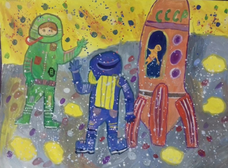 Космонавт гуашью