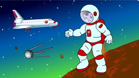 Космонавт в ракете