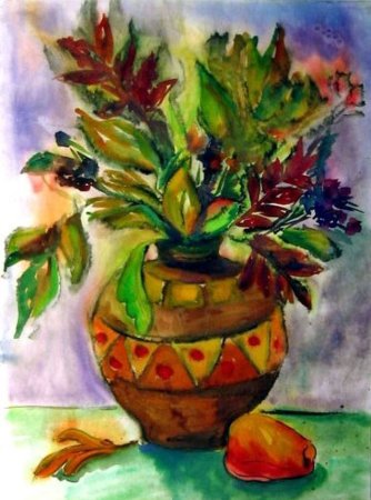 Рисование ваза с осенними листьями