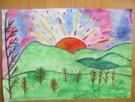 Детские рисунки на тему утро