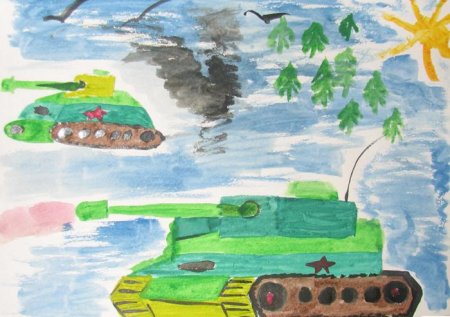 Детские рисунки на военную тему в детском саду