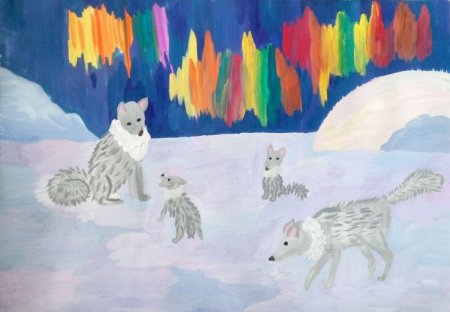 Северное сияние детский рисунок