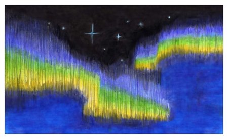 Северное сияние восковыми карандашами