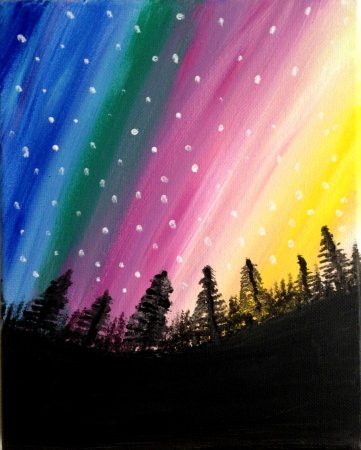 Северное сияние красками