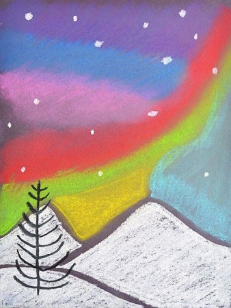 Рисование с детьми Северное сияние