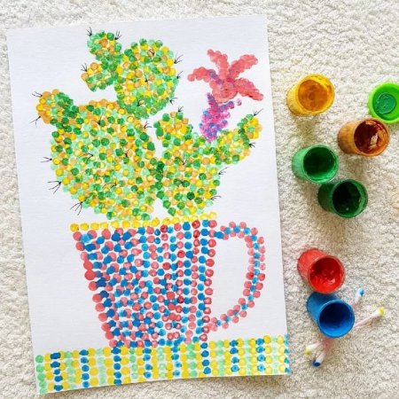 Пуантилизм техника рисования для детей ватными палочками