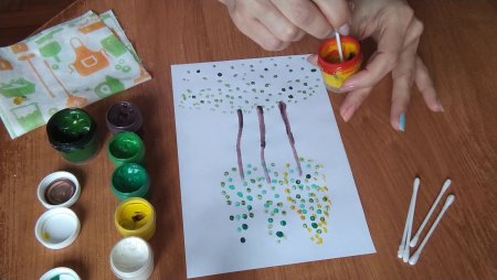 Рисование ватными палочками в подготовительной группе
