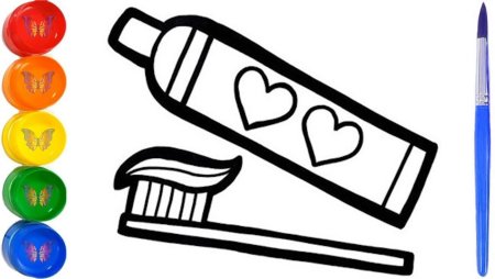 Раскраска зубная щетка и паста